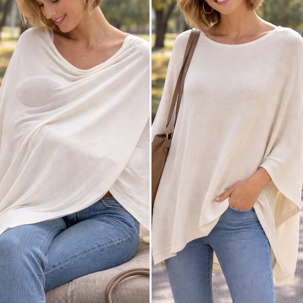 Talbots Poncho Wrap | Plus Size 2X–3X | New‎ | Off-White
